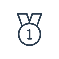 1 Outline of a first-place medal with a ribbon.