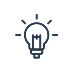 2 Simple line drawing of a light bulb with rays indicating illumination, symbolizing ideas or innovation.