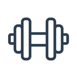 mm Icon of a dumbbell with circular weights on each end, depicted in a simple, minimalist style.